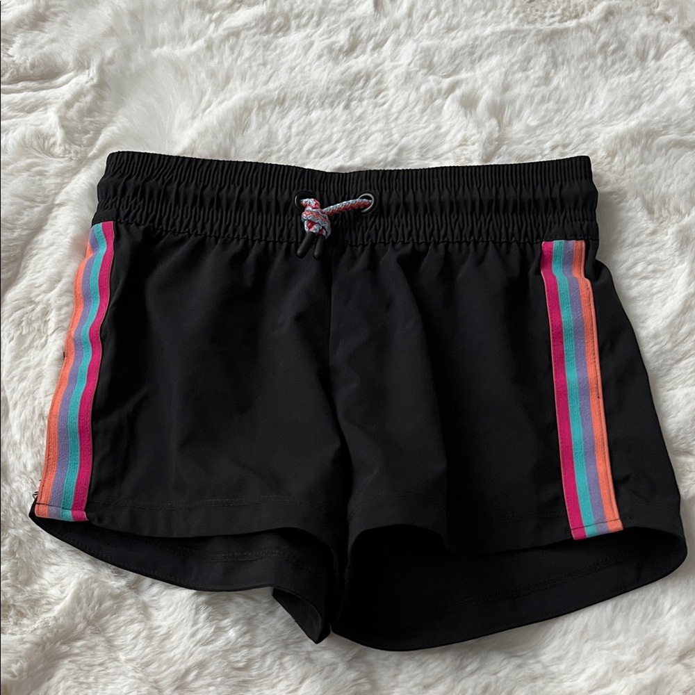 Kids Black Shorts with Colorful Stripes